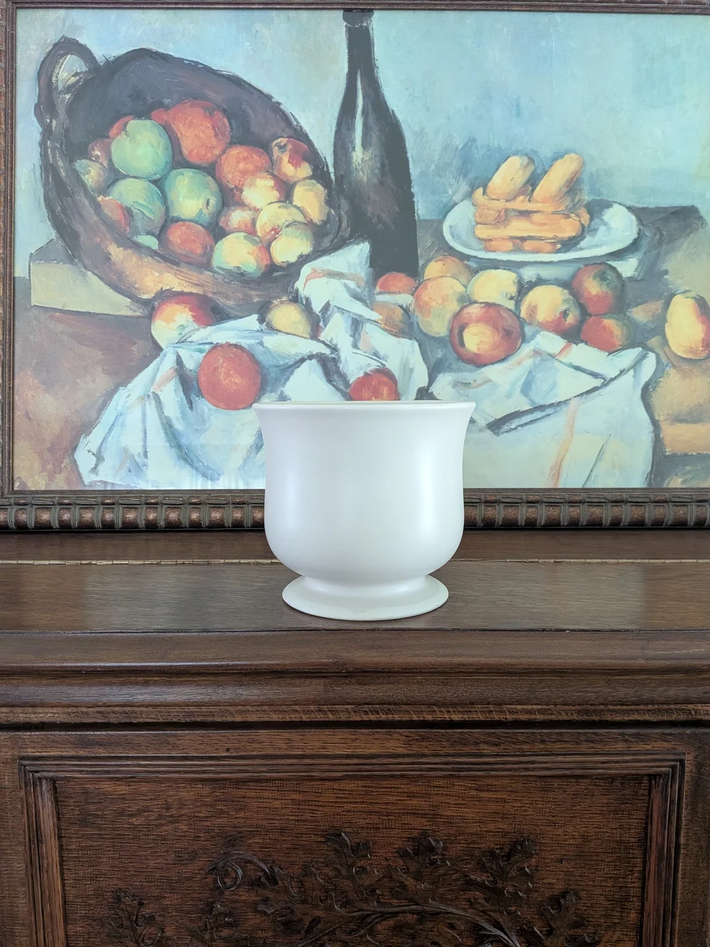 Pedestal Vessel Cachepot Planter Vase Matte White Ceramic